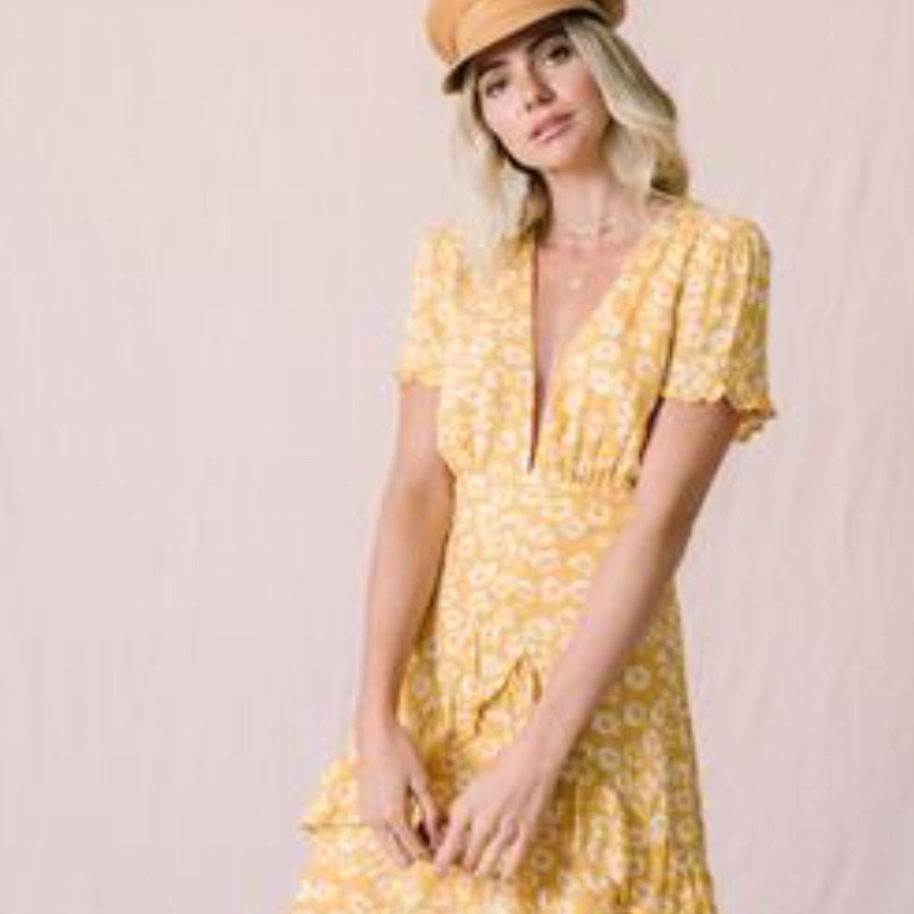 Luca + Grae floral fairy yellow ruffle dress